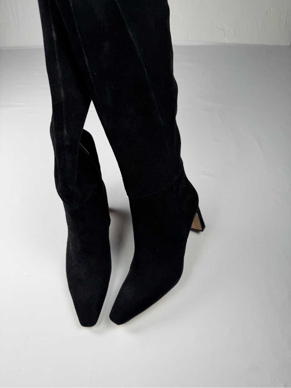 Classic Sam Edelman Sylvia Style Knee High Suede Black Boots side half zip 6 - Picture 8 of 16